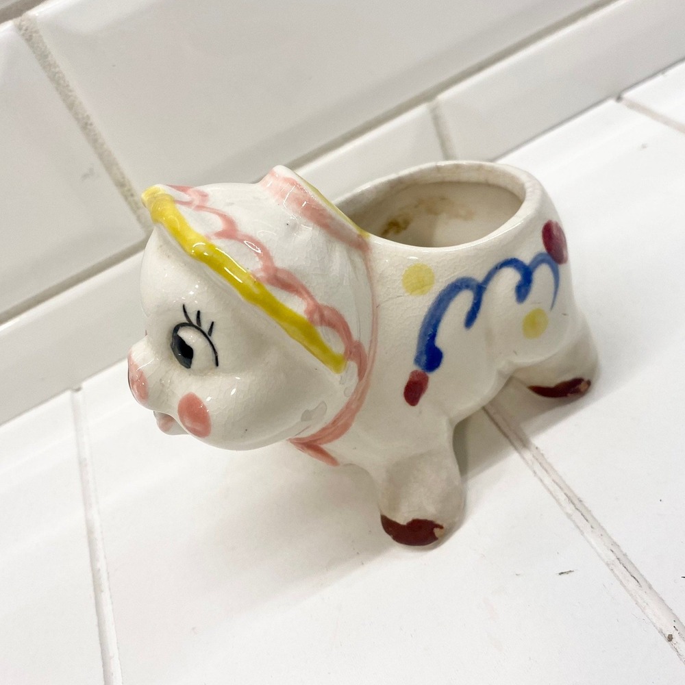 Vintage Anthropomorphic Piggy Planter, Made in Japan, Tiny Succulent Planter - Picture 5 of 11